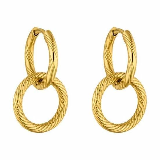 Flash-uitverkoop 🛒 Victorious Dames Oorbellen Goud – Dubbele Ring Met Lijnen – 2CM ✔️ 3 Flash-uitverkoop 🛒 Victorious Dames Oorbellen Goud – Dubbele Ring Met Lijnen – 2CM ✔️