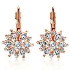 Beste deal 🔥 Victorious Dames Oorbellen – Roségoud – Bergkristallen Sneeuwvlok 👏