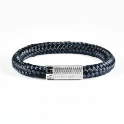 Beste deal ✨ Heren Armband Donkerblauw Touw - Scheepstouw Armband Blauw 8mm Dik - 19,5cm - Stalen Magnetische Sluiting - Mauro Vinci Vicara Darkblue- Met Geschenkverpakking 🔔