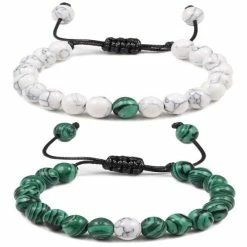 Groothandel 🎉 Fako Bijoux® - Dubbele Kralen Armband - 8mm - Natuursteen Armband Koord - Malachiet & Howliet 🌟 -Sieraden-horloges Verkoop 550x550 525