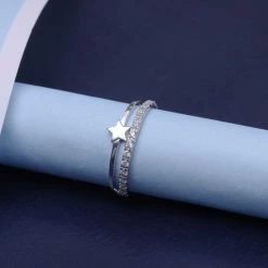 Promo 🤩 Lucardi - Meisjes - Kinder Ring Met Plating - Ster - Zirkonia - Cadeau - Echt Zilver - Zilverkleurig 😍 -Sieraden-horloges Verkoop 550x550 539