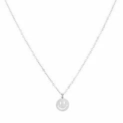 Groothandel 😉 Michelle Bijoux Ketting Smiley Zilver JE12995 🔔