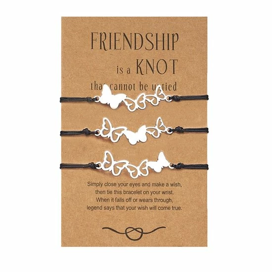 Nieuw ๐ Bixorp Friends Vriendschapsarmbandjes Voor 3 Met Zilverkleurige Vlinders - BFF Armband Meisjes - Best Friends Armband Vriendschap Cadeau Voor Drie ๐ 3 Nieuw ๐ Bixorp Friends Vriendschapsarmbandjes Voor 3 Met Zilverkleurige Vlinders - BFF Armband Meisjes - Best Friends Armband Vriendschap Cadeau Voor Drie ๐