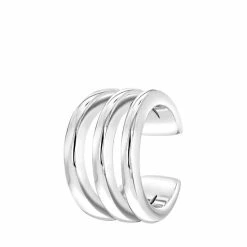 Beste Pirce 🎁 Lucardi - Dames Earcuff Driedubbel - Oorbellen - Cadeau - Echt Zilver - Zilverkleurig ⌛