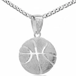 Beste Verkoop 😉 TrendFox Basketbal Ketting - Zilver Kleurig - Ketting Heren - Ketting Mannen - Ketting Dames - Sinterklaas Cadeautjes ✨