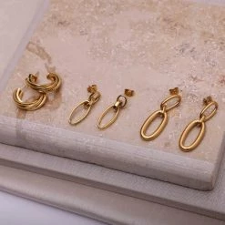 Gloednieuw 🎁 Lucardi Stalen 18 Karaat Goldplated Oorbellen Floria 👍 -Sieraden-horloges Verkoop 550x550 632