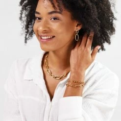 Gloednieuw 🎁 Lucardi Stalen 18 Karaat Goldplated Oorbellen Floria 👍 -Sieraden-horloges Verkoop 550x550 634