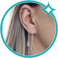 Korting ⌛ EAR IT UP - Doortrekoorbellen - Mismatch - Kat - Visgraat - Threader - 925 Sterling Zilver - 87 X 6 Mm - 1 Paar 🤩 -Sieraden-horloges Verkoop 550x550 638