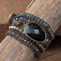 Goedkoopste 💯 Zentana Wikkelarmband Onyx & Frosted Agaat - Grof Geslepen - Focus ⭐ -Sieraden-horloges Verkoop 550x550 67