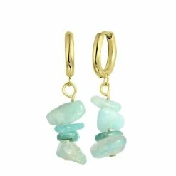 Promo ❤️ Lucardi Lulu Jewels - Stalen Goldplated Oorbellen Met Aventurijn 🛒