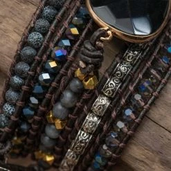 Goedkoopste 💯 Zentana Wikkelarmband Onyx & Frosted Agaat - Grof Geslepen - Focus ⭐ -Sieraden-horloges Verkoop 550x550 69