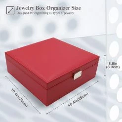 Beste deal 😀 ProCase Sieradendoos Organizer Voor Ketting Oorbellen Armbanden Ringen Accessoires, Grote PU-lederen Sieraden Opbergkoffer Organizer Met Dubbele Stapelbare Laag Voor Dames Meisjes Dames -Rood ❤️ -Sieraden-horloges Verkoop 550x550 726