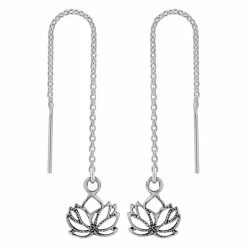Beste Pirce 🎁 WeLoveSilver Zilveren Oorbellen | Chain Oorbellen | Zilveren Chain Oorbellen Met Lotusbloem 🛒