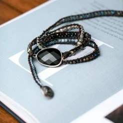 Goedkoopste 💯 Zentana Wikkelarmband Onyx & Frosted Agaat - Grof Geslepen - Focus ⭐ -Sieraden-horloges Verkoop 550x550 75