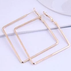 Begroting 🌟 Megasieraden - Oorbellen Dames / Vierkante Oorbellen / Goudkleurig / 55 Mm 👏