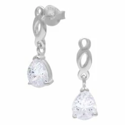 Promo 🤩 WeLoveSilver Zilveren Oorbellen | Oorstekers | Zilveren Oorstekers, Opengewerkt Infinity Teken Met Druppelvormig Kristal 😍