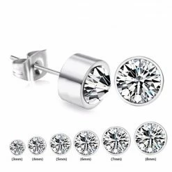 Groothandel 🤩 Aramat Jewels ® - Stalen Oorknopjes Zweerknopjes Zilverkleurig Transparant 4mm Unisex 🤩