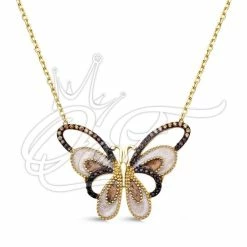 Goedkoop 😉 QoF 18K Goud Vlinder Met Multi KleurenSwarovski® Kristal Ketting - 40cm +5cm 💯 -Sieraden-horloges Verkoop 550x550 812