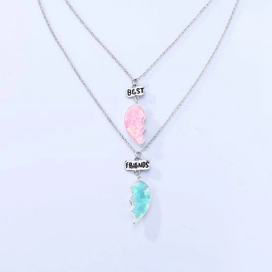 Groothandel โ๏ธ Bixorp Friends BFF Ketting Voor 2 Met Blauw & Roze Hartje Zilverkleurig - Vriendschapsketting - Twee Helften Best Friends - Voor Meisjes - Best Friends Ketting Vriendschap Cadeau Voor Twee ๐ 4 Groothandel โ๏ธ Bixorp Friends BFF Ketting Voor 2 Met Blauw & Roze Hartje Zilverkleurig - Vriendschapsketting - Twee Helften Best Friends - Voor Meisjes - Best Friends Ketting Vriendschap Cadeau Voor Twee ๐ - Afbeelding 2