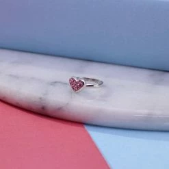 Beste Pirce 😍 Lucardi - Meisjes - Kinder Ring Met Plating - Hart - Kristal - Cadeau - Echt Zilver - Zilverkleurig 🔥 -Sieraden-horloges Verkoop 550x550 922