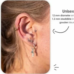 Begroting 🧨 MATTISE Gouden Chirurgisch Stalen Ring Piercing — Goud Kleurige — 12 Mm Diameter & 1,2 Mm Staafdikte — Oorbellen Ringetje Geschikt Voor Helix Tragus Septum Lip Neus Wenkbrauw Piercings ✨ -Sieraden-horloges Verkoop 550x561 1