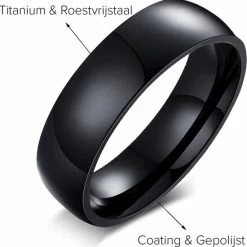 Promo ⌛ Victorious Ring Zwart Staal Heren En Dames – Maat 67 (21.4mm) ✔️ -Sieraden-horloges Verkoop 550x561