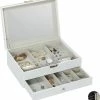 Goedkoop 🧨 Relaxdays Sieradendoos Kunstleer - Juwelendoos - Sieraden Opbergers - Sieradenkist Spiegel - Wit ✔️ -Sieraden-horloges Verkoop 550x584 4