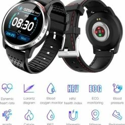 Korting 🤩 Belesy® Tachy - Smartwatch Dames - Smartwatch Heren - Horloge - 1.3 Inch - Kleurenscherm - Stappenteller - Bloeddruk - Hart ECG - Mutli Sport - Zilver – Lichtbruin - Leer ✔️ -Sieraden-horloges Verkoop 550x601 1