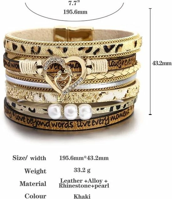 Aanbiedingen π Sorprese - Armband Dames - Heart - Wikkelarmband - Leren Dames Armbandje - Khaki - Leer - Model VX - Sinterklaas - Cadeau π 8 Aanbiedingen π Sorprese - Armband Dames - Heart - Wikkelarmband - Leren Dames Armbandje - Khaki - Leer - Model VX - Sinterklaas - Cadeau π - Afbeelding 6
