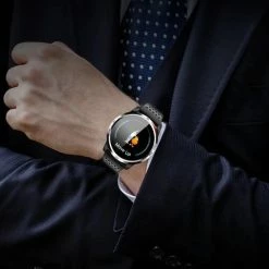 Korting 🤩 Belesy® Tachy - Smartwatch Dames - Smartwatch Heren - Horloge - 1.3 Inch - Kleurenscherm - Stappenteller - Bloeddruk - Hart ECG - Mutli Sport - Zilver – Lichtbruin - Leer ✔️ -Sieraden-horloges Verkoop 550x684