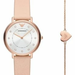 Hete verkoop 🤩 Emporio Armani AR80058 Geschenkset Dameshorloge Met Armband 32 Mm - Rosékleurig ⭐