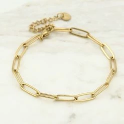 Coupon π Glow Adora - Armbanden - Paperclip Armband Plat - Goudkleurig π