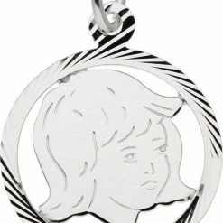 Groothandel 🧨 Silver Lining Hanger - Kinderkopje - Zilver - 23 X 19 Mm - Meisje In Gediamanteerde Rand ✔️