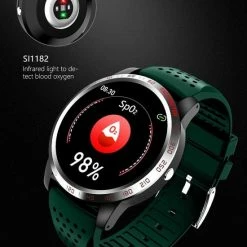 Korting 🤩 Belesy® Tachy - Smartwatch Dames - Smartwatch Heren - Horloge - 1.3 Inch - Kleurenscherm - Stappenteller - Bloeddruk - Hart ECG - Mutli Sport - Zilver – Lichtbruin - Leer ✔️ -Sieraden-horloges Verkoop 550x776 1