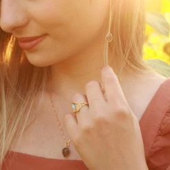 Beste Pirce 🎁 Terra Edela Natuursieraad - 925 Sterling Zilver Goud Verguld Labradoriet Ring Maat 18.25 Mm - Luxe Edelsteen Sieraad - Handgemaakt 🔥 -Sieraden-horloges Verkoop 550x824 4