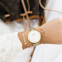 Beste Verkoop 🤩 Cluse Boho Chic Mesh White, Gold Colour ⌛ -Sieraden-horloges Verkoop 550x824 6